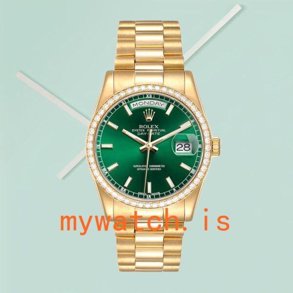 Rolex Day-Date 36mm Men’s m118348-0225 Oyster Bracelet/President Bracelet Green Dial - Image 2
