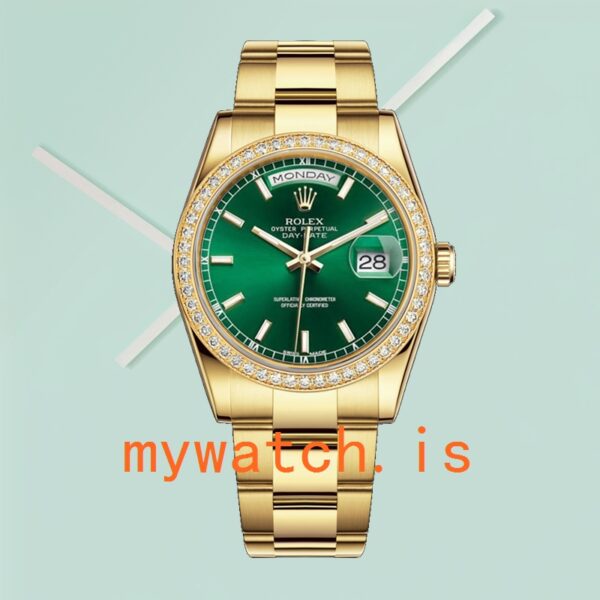 Rolex Day-Date 36mm Men’s m118348-0225 Oyster Bracelet/President Bracelet Green Dial - Image 3