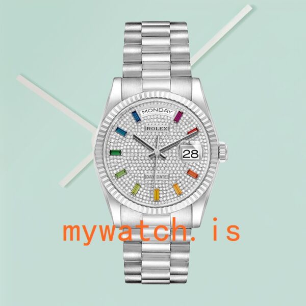 Rolex Day-Date m128239-0019 Men’s 36mm Diamond Paved Dial President Bracelet - Image 2