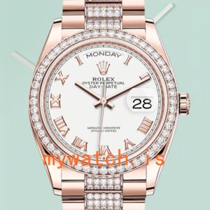 Rolex Day-Date 36mm Men’s m128345rbr-0055 White Dial Diamond Bezel