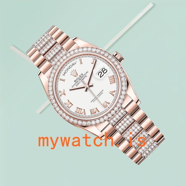 Rolex Day-Date 36mm Men’s m128345rbr-0055 White Dial Diamond Bezel - Image 4