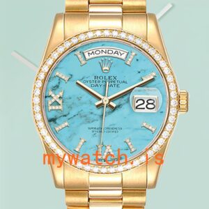 Rolex Day-Date m128348rbr-0037 36mm Men’s Gold-tone Blue Dial