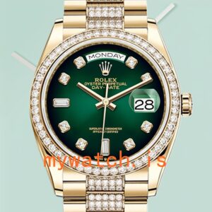 Rolex Day-Date 36mm Men’s m128348rbr-0036 Green Dial Gold-tone