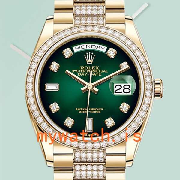Rolex Day-Date 36mm Men’s m128348rbr-0036 Green Dial Gold-tone