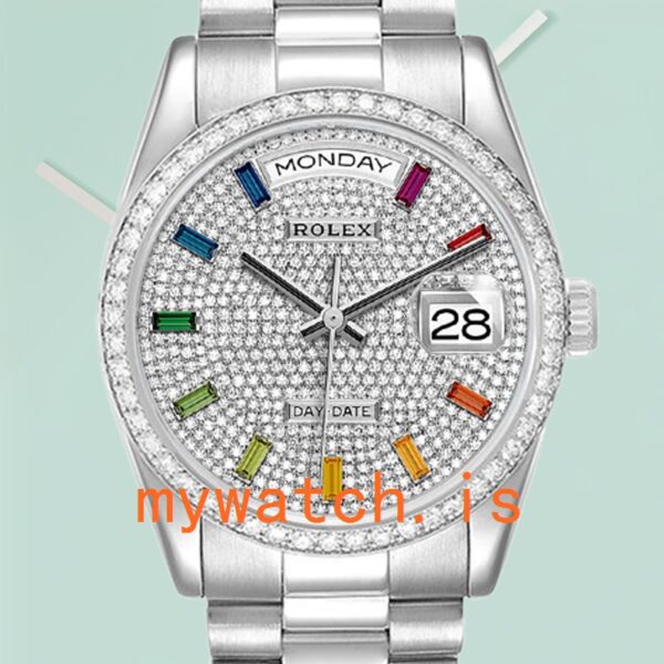 Rolex Day-Date Men’s m128349rbr-0006 36mm Diamond Paved Dial Automatic