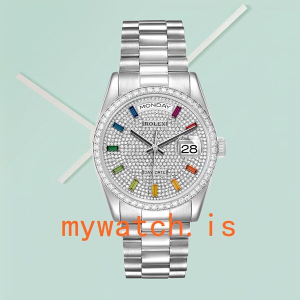 Rolex Day-Date Men’s m128349rbr-0006 36mm Diamond Paved Dial Automatic - Image 2