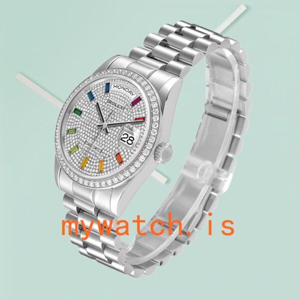 Rolex Day-Date Men’s m128349rbr-0006 36mm Diamond Paved Dial Automatic - Image 4