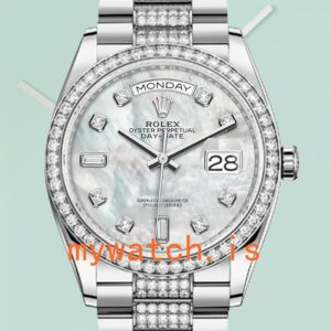 Rolex Day-Date m128349rbr-0014 Men’s 36mm Mother of Pearl Dial Diamond Bezel