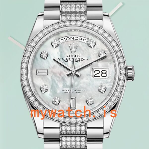 Rolex Day-Date m128349rbr-0014 Men’s 36mm Mother of Pearl Dial Diamond Bezel