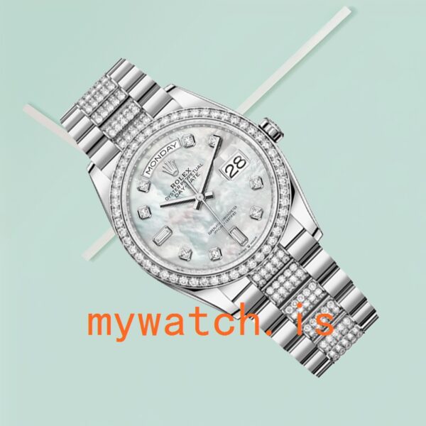 Rolex Day-Date m128349rbr-0014 Men’s 36mm Mother of Pearl Dial Diamond Bezel - Image 4