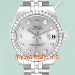 Rolex Datejust 31mm Unisex m178384-0003 Silver Dial Diamond Bezel