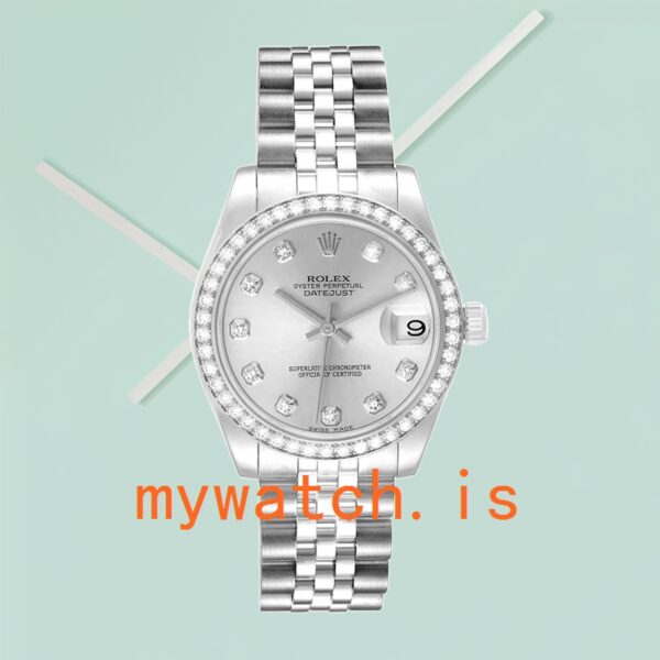 Rolex Datejust 31mm Unisex m178384-0003 Silver Dial Diamond Bezel - Image 2