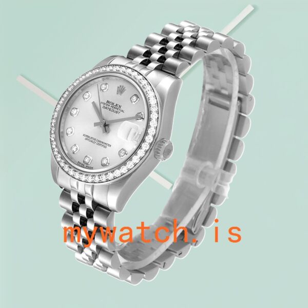 Rolex Datejust 31mm Unisex m178384-0003 Silver Dial Diamond Bezel - Image 4