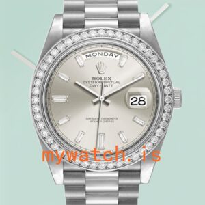 Rolex Day-Date Men’s 228349SSP 40mm Silver Stripe Dial