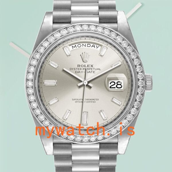 Rolex Day-Date Men’s 228349SSP 40mm Silver Stripe Dial