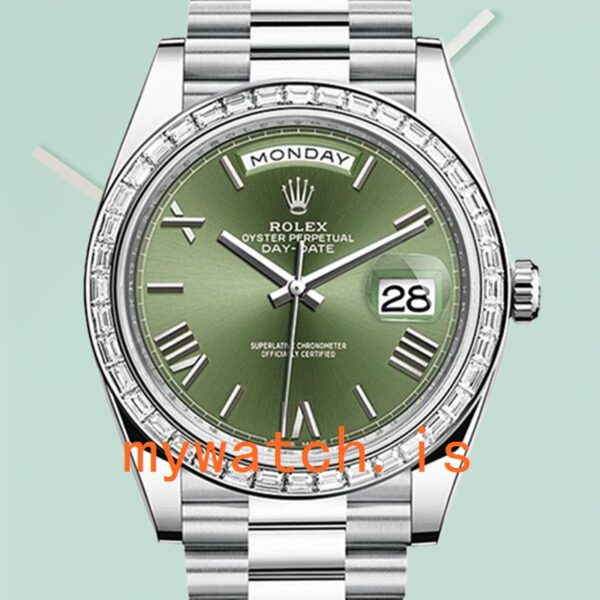 Rolex Day-Date m228396tbr-0020 40mm Men’s Silver-tone Diamond Bezel
