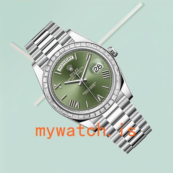 Rolex Day-Date m228396tbr-0020 40mm Men’s Silver-tone Diamond Bezel - Image 4