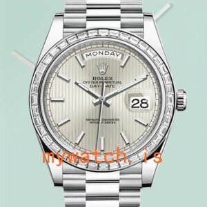 Rolex Day-Date m228396tbr-0022 Men’s 40mm Silver Stripe Dial