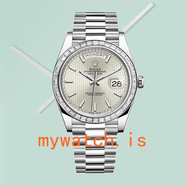 Rolex Day-Date m228396tbr-0022 Men’s 40mm Silver Stripe Dial - Image 4