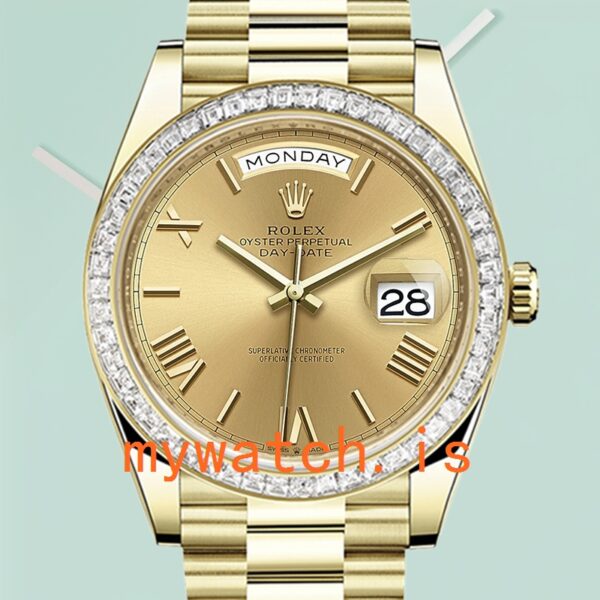 Rolex Day-Date 40mm m228398tbr-0003 Men’s Diamond Bezel Champagne Dial