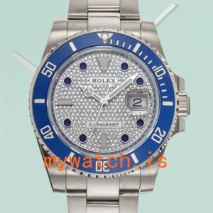 Rolex Submariner 116610 40mm Men’s Silver-tone Diamond Paved Dial