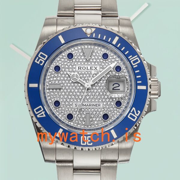 Rolex Submariner 116610 40mm Men’s Silver-tone Diamond Paved Dial