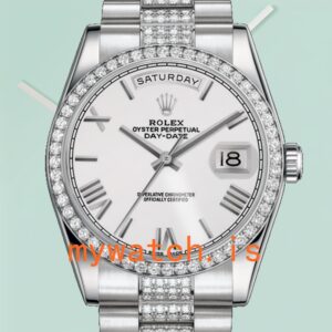 Rolex Day-Date 118346 36mm Men’s Silver-tone Diamond Bezel