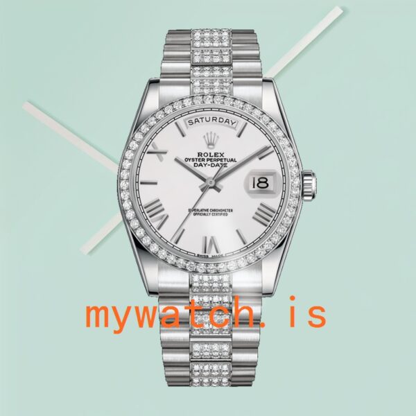 Rolex Day-Date 118346 36mm Men’s Silver-tone Diamond Bezel - Image 2