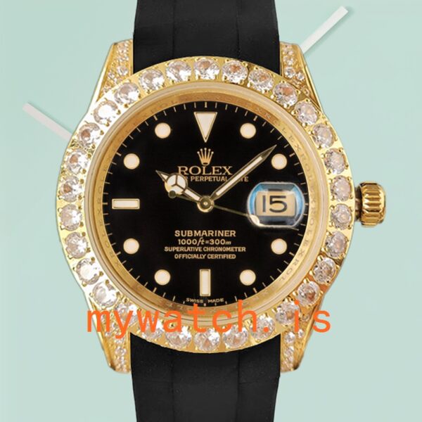 Rolex Submariner 40mm Men’s 16613 Rubber Band Gold-tone
