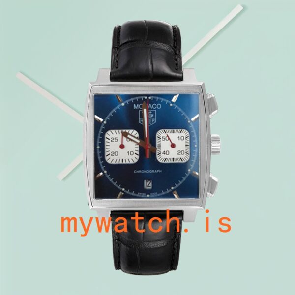 Tag Heuer Monaco CAW2111 40mm Men’s Leather Strap Silver-tone - Image 2
