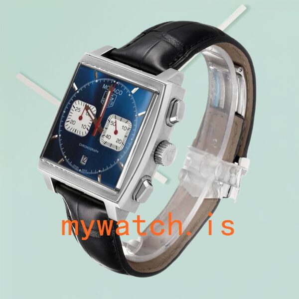 Tag Heuer Monaco CAW2111 40mm Men’s Leather Strap Silver-tone - Image 3