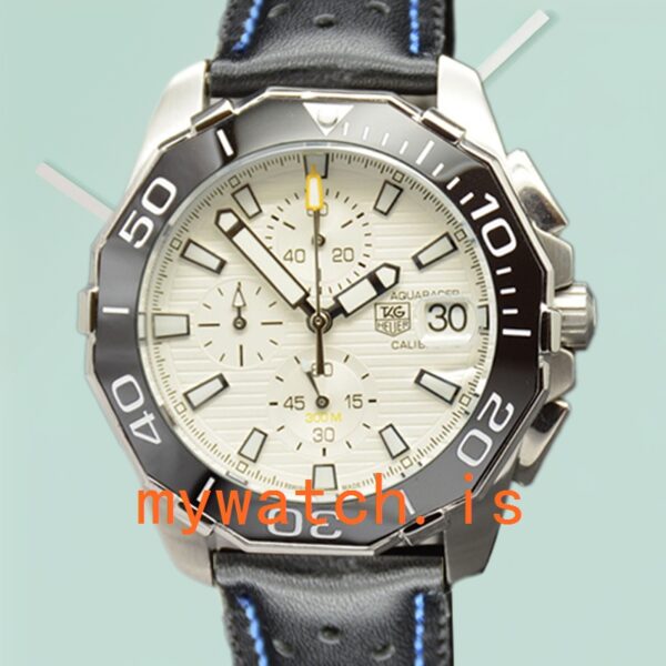 Tag Heuer Aquaracer Men CAY211A-003 43mm Silver-tone Leather Strap