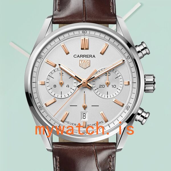 Tag Heuer Carrera Men 43mm CBN2013.FC6483 Silver-tone Leather Strap