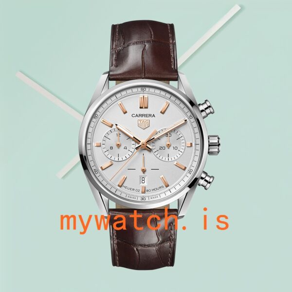 Tag Heuer Carrera Men 43mm CBN2013.FC6483 Silver-tone Leather Strap - Image 2