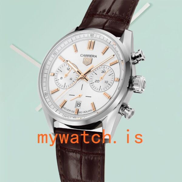 Tag Heuer Carrera Men 43mm CBN2013.FC6483 Silver-tone Leather Strap - Image 4