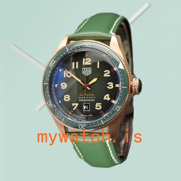 Tag Heuer Autavia 43mm WBE5190-001 Men Green Dial Ceramics Bezel - Image 2