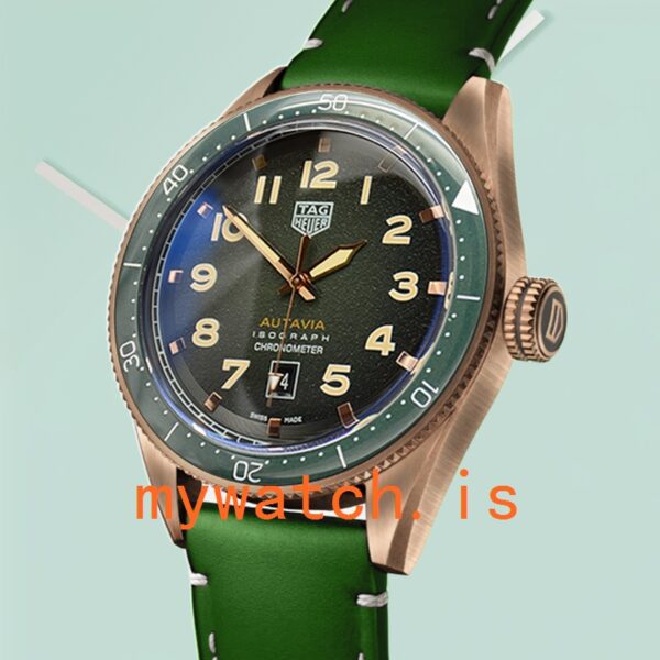 Tag Heuer Autavia 43mm WBE5190-001 Men Green Dial Ceramics Bezel - Image 4