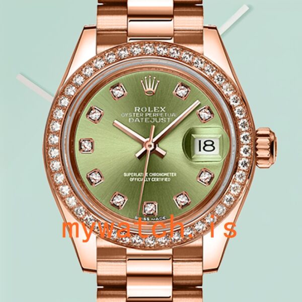 Rolex Datejust 28mm Ladies m279135rbr-0014 Rose Gold-tone Green Dial