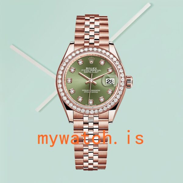 Rolex Datejust 28mm Ladies m279135rbr-0014 Rose Gold-tone Green Dial - Image 2