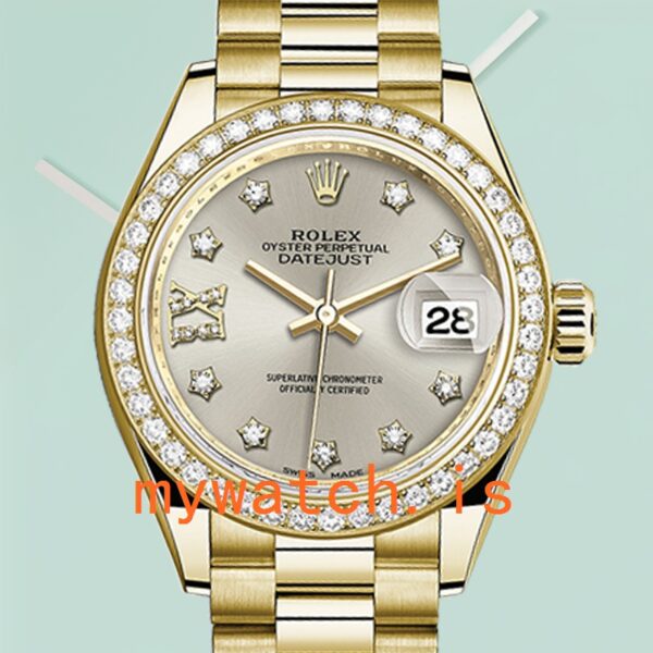 Rolex Datejust m279138rbr-0001 Ladies 28mm Silver Diamond Dial Diamond Bezel