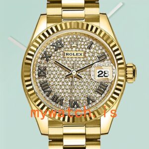 Rolex Datejust Ladies 28mm m279178-0031 President Bracelet/Jubilee Bracelet Diamond Paved Dial