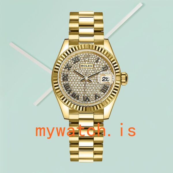 Rolex Datejust Ladies 28mm m279178-0031 President Bracelet/Jubilee Bracelet Diamond Paved Dial - Image 3