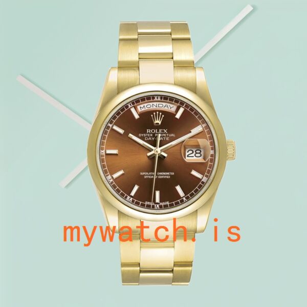 Rolex Day-Date Men’s m118208-0343 36mm Stainless Steel Brown Dial - Image 2