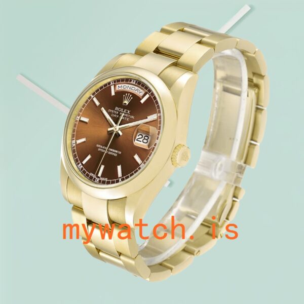 Rolex Day-Date Men’s m118208-0343 36mm Stainless Steel Brown Dial - Image 5