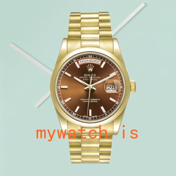 Rolex Day-Date Men’s m118208-0343 36mm Stainless Steel Brown Dial - Image 3